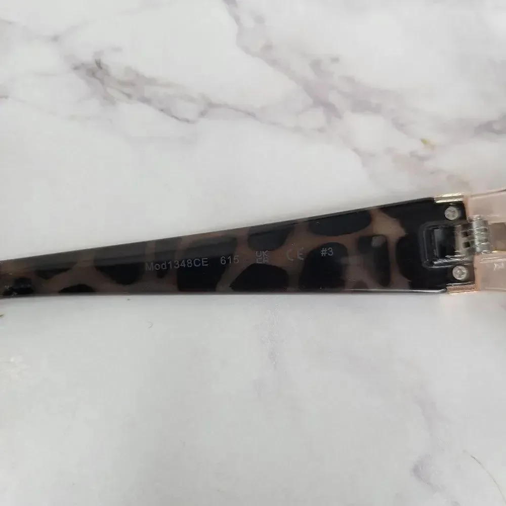 Oscar De La Renta Clear Peachy Pink Frame Sunglasses with Tortoise Arms